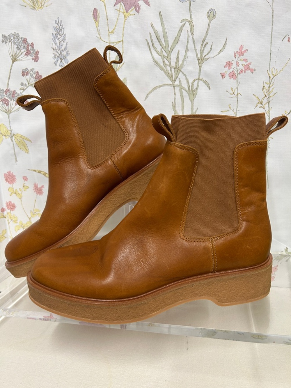 Madewell Tan Leather Camryn Chelsea Platform Booties